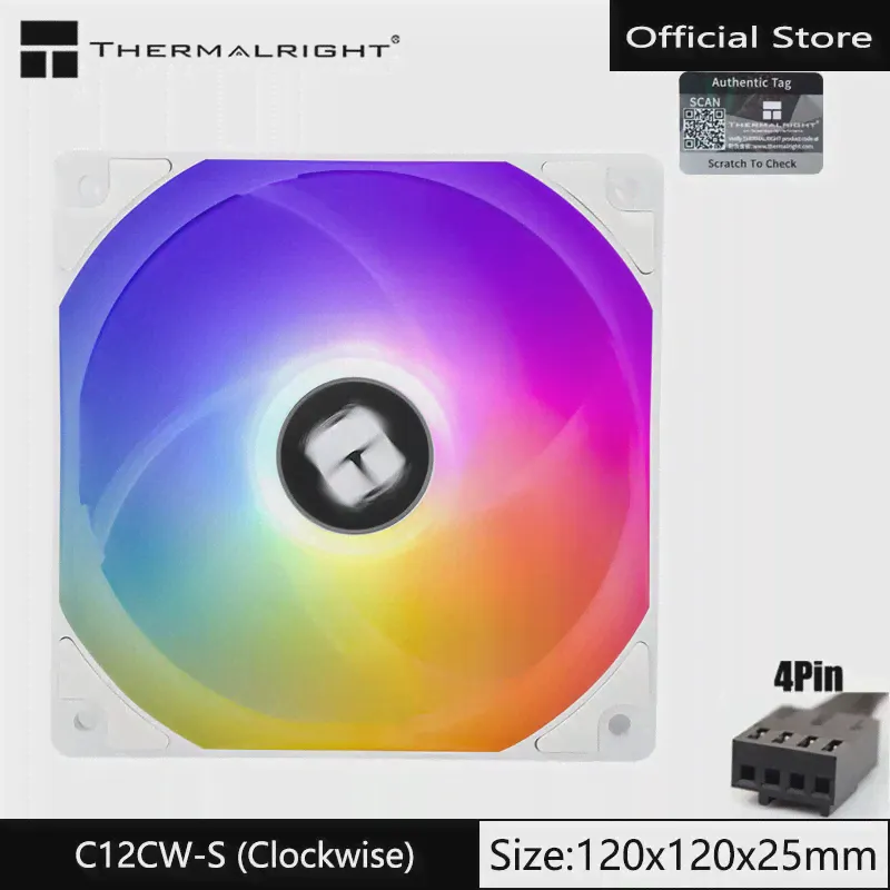 Thermalright TL-C12CW-S Шасси вентилятор 12CM4PIN PWM ARGB Красочный вентилятор (поворот на обратной ступени по часовой стрелке)-0
