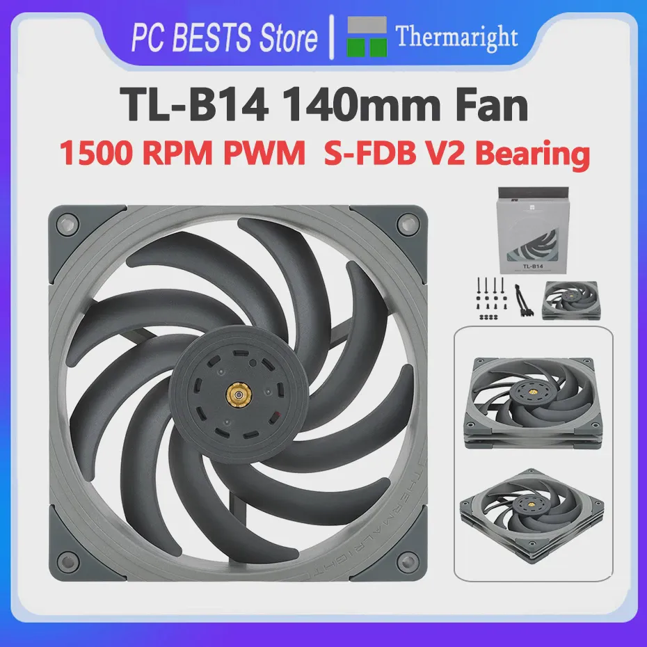 Thermalright TL-B14 140 мм Корпусной вентилятор Серый 4PIN PWM Производительность Вентилятора воздушного давления 1500 Скорость Бесшумного охлаждения процессора Вентилятор кулера-0