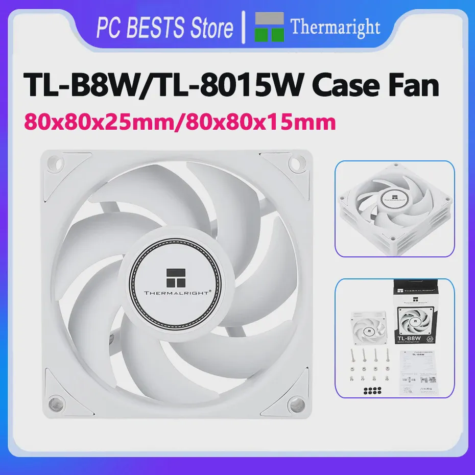Thermalright TL-B8W/TL-8015W Белый Корпусной Вентилятор 80 мм Тонкий Компьютерный 4pin PWM S-FDB V2 С Бесшумным Вентилятором охлаждения процессора
