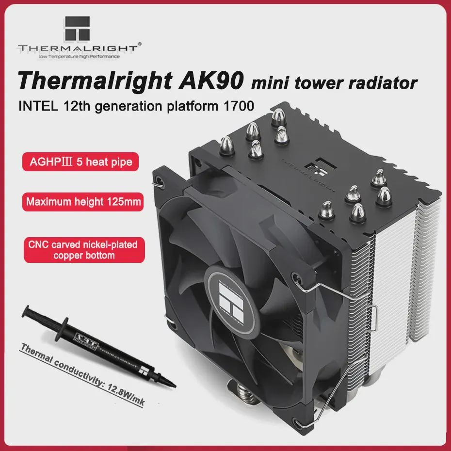 Thermalright AK90 5 тепловая трубка процессорный кулер 92 мм вентилятор PWM 125 мм высокий мини-башенный радиатор для Intel LGA1700 115X 1200 AMD AM4-0