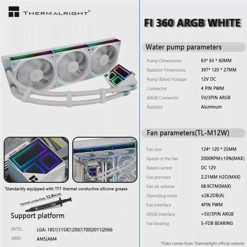 Охладитель жидкости Thermalright FROZEN INFINITY 360 AIO, зеркальная Синхронизация с зеркальной холодной головкой с поддержкой LGA1851 AM5 (art.: 3920c7cde021d)-4
