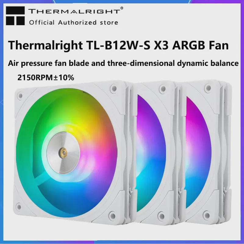 Thermalright TL-B12W-S ARGB x3 120 мм Вентилятор Процессорный Кулер 3PIN ARGB Вентилятор Охлаждения Корпуса Компьютера Вентилятор 12 см Без Звука 4PIN PWM Вентилятор Шасси